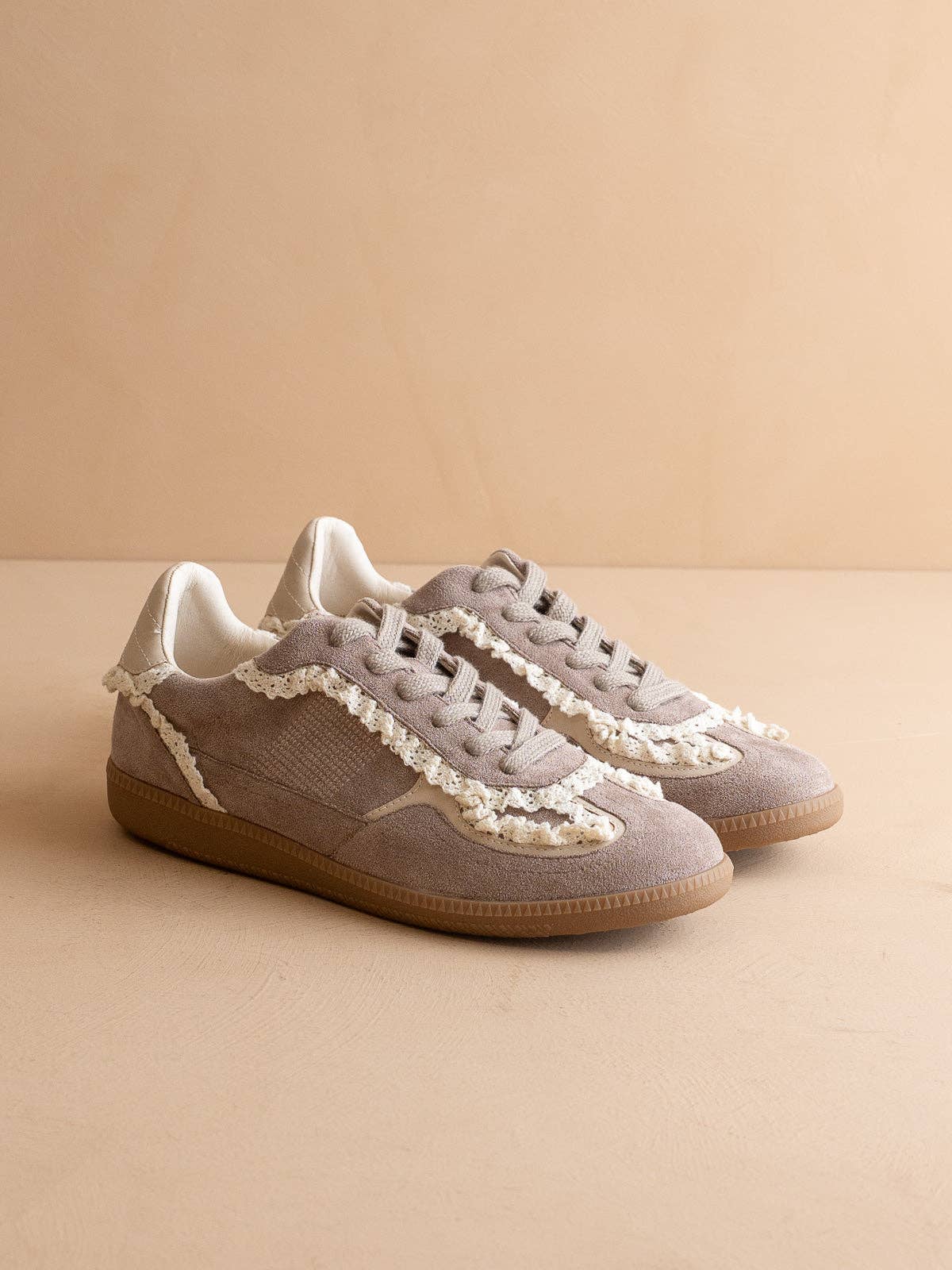 The April Dark Grey Lace-Trimmed Retro Sneaker