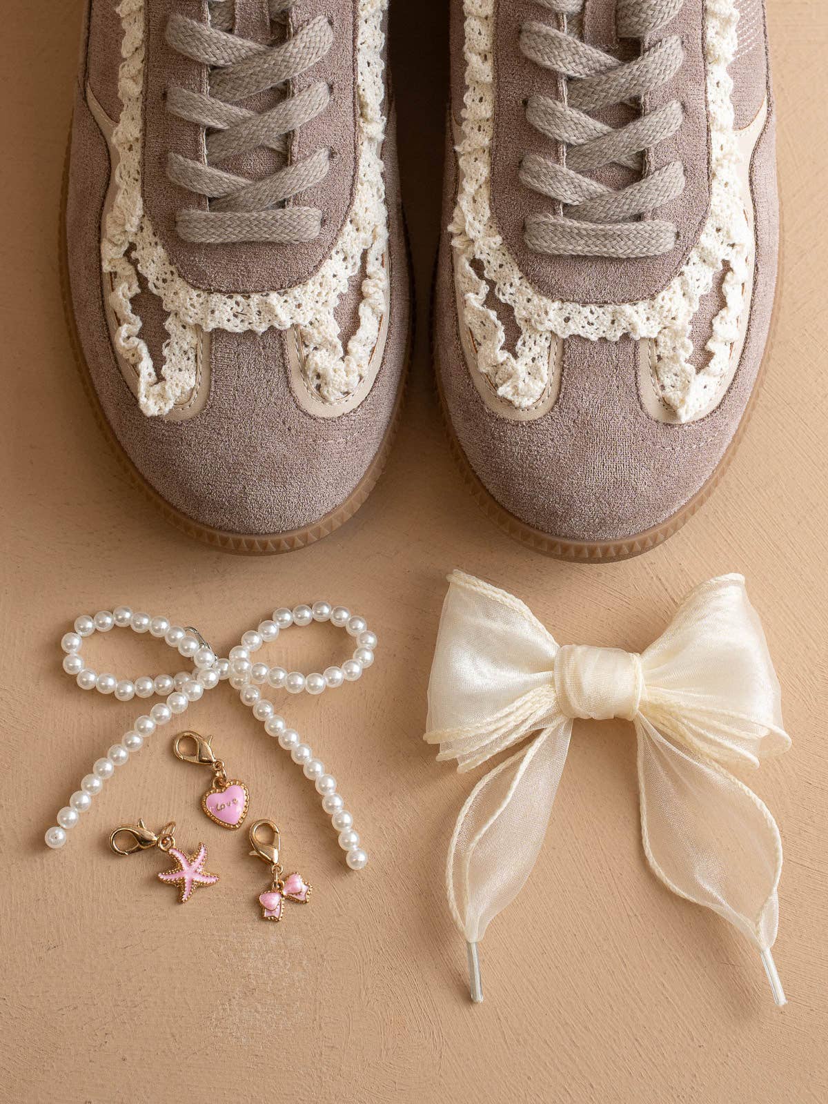 The April Dark Grey Lace-Trimmed Retro Sneaker