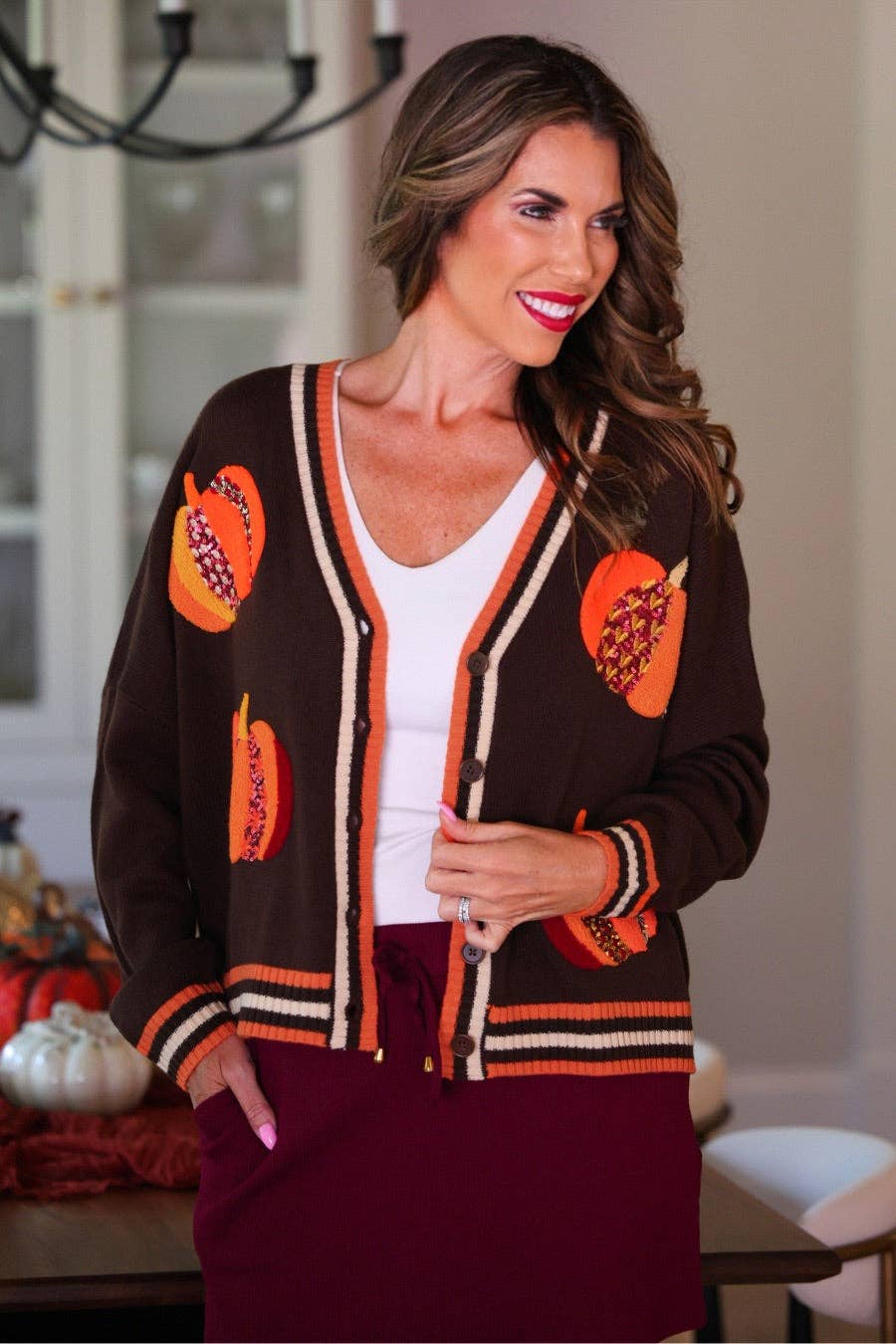 Pumpkin Patch Cardigan- Brown