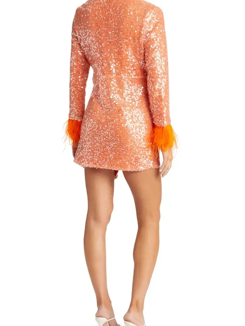 Sequin Wap Mini Dress- Orange