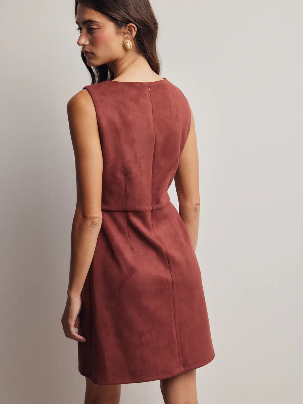 Suede Mini Dress- Burgundy