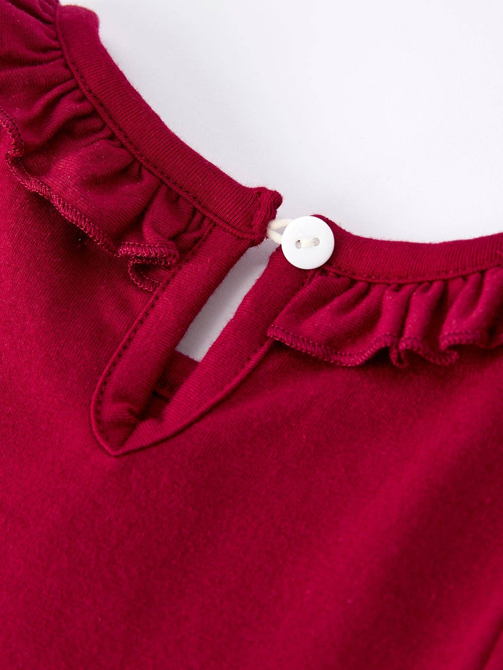 Christmas Embroidered Dress with Plaid Bow- Red