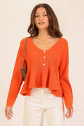 Flare Front Knit Cardigan- Orange