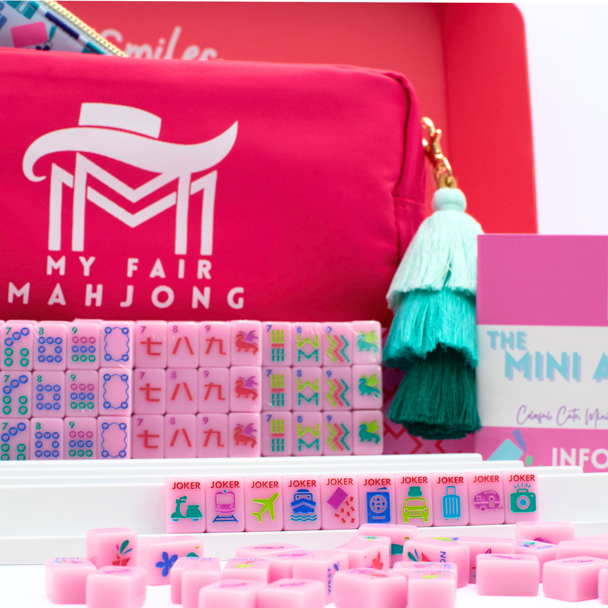 Mini Travel Mahjong Set- Pink