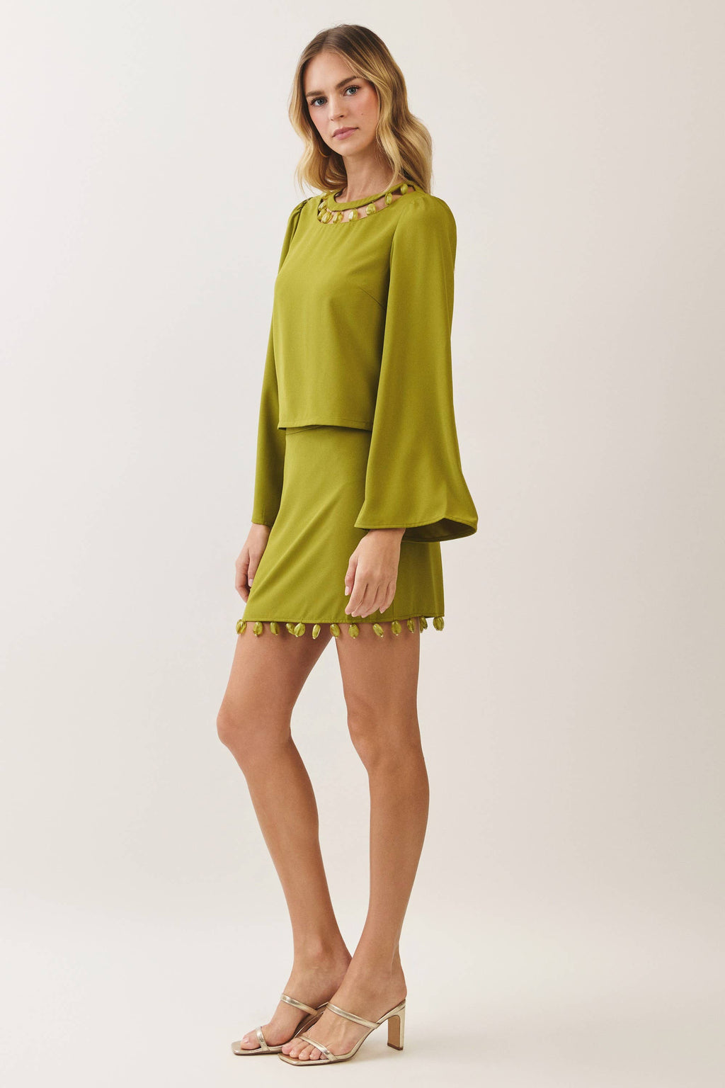 Beaded Mini Skirt- Green