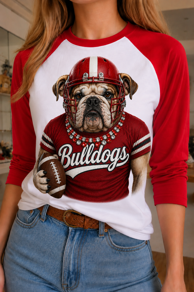 Jeweled Collar Maroon Bulldog Graphic Tee