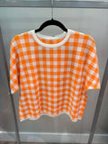 Gingham Checkered Top- Orange/White