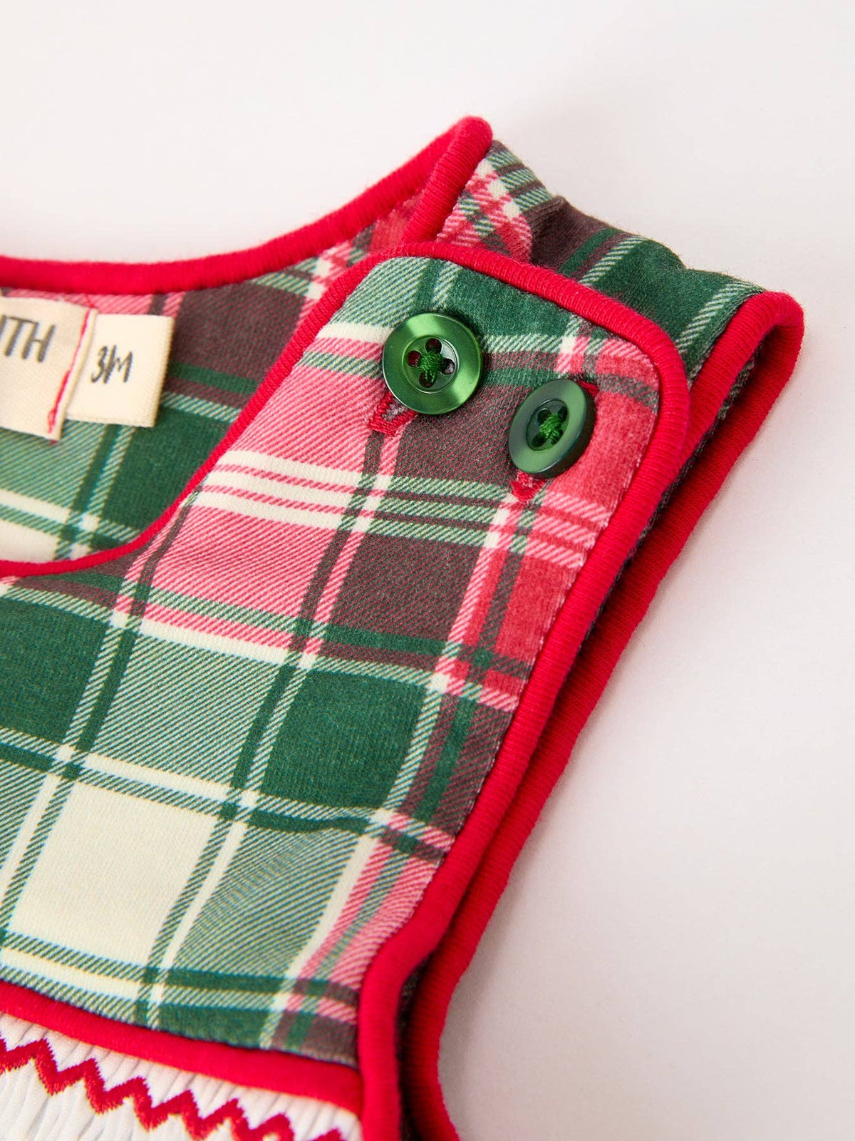 Christmas Plaid Smocked Holiday Jonjon- Red/Green