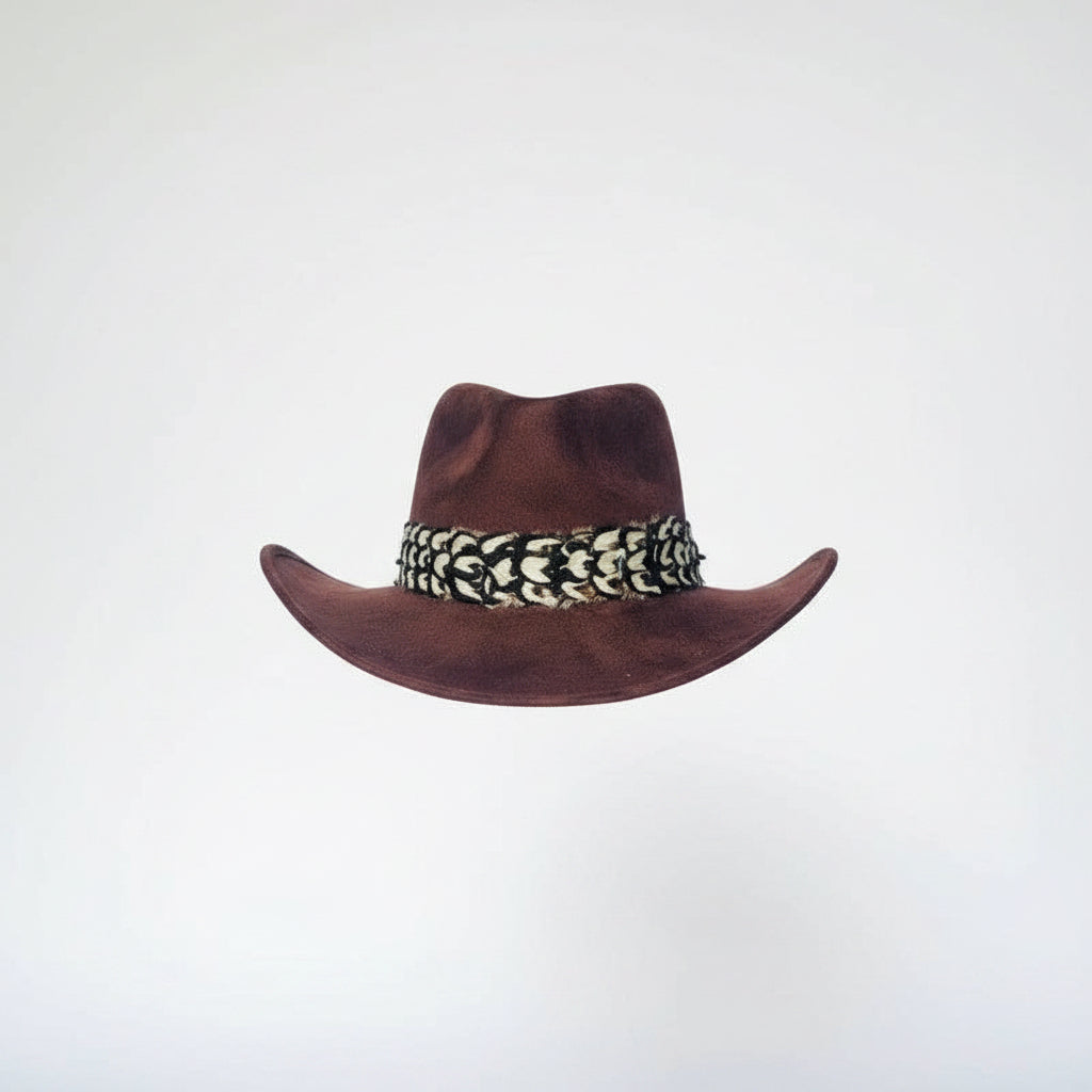Chocolate Suede Cowboy Hat with Feather