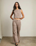 Cheetah Print Denim Two Piece Set