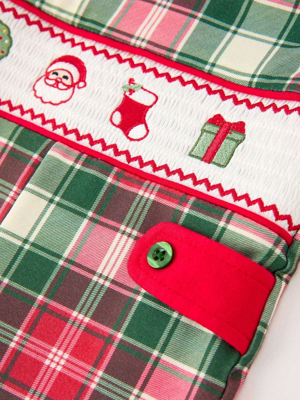 Christmas Plaid Smocked Holiday Jonjon- Red/Green