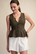 Peplum Sweater Top- Green