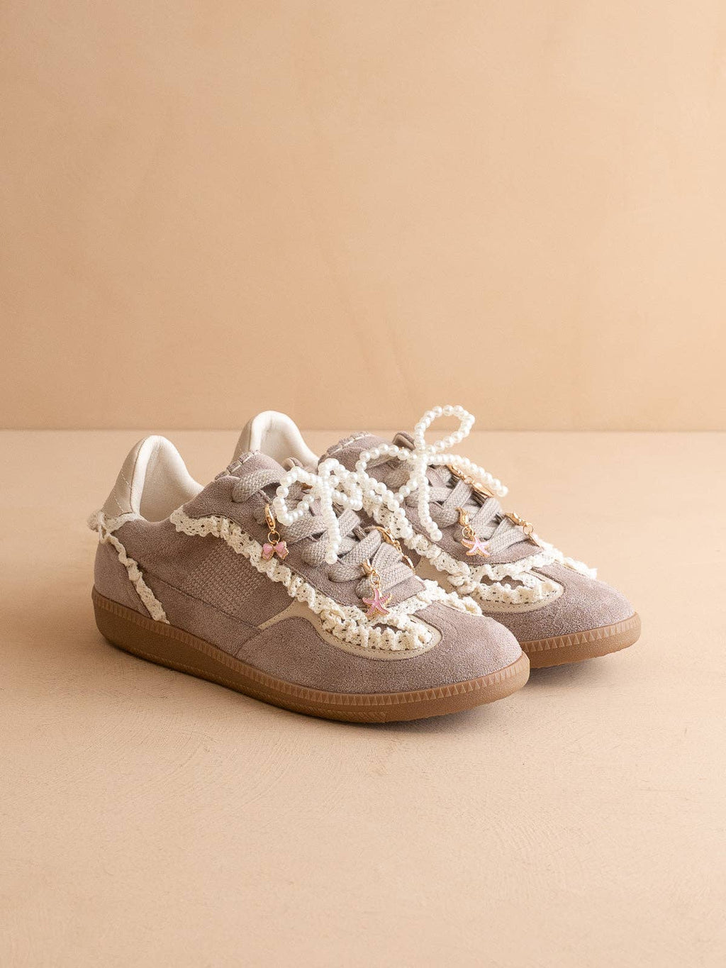 The April Dark Grey Lace-Trimmed Retro Sneaker