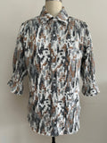 Jacquard Knit Blouse- White/Brown
