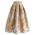 Floral Embroidered High Waist Organza Skirt- Pink