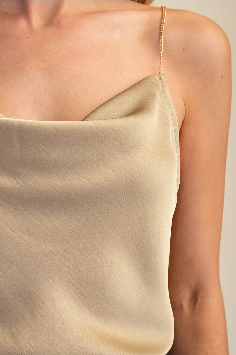 Chain Strap Satin Cami Tops