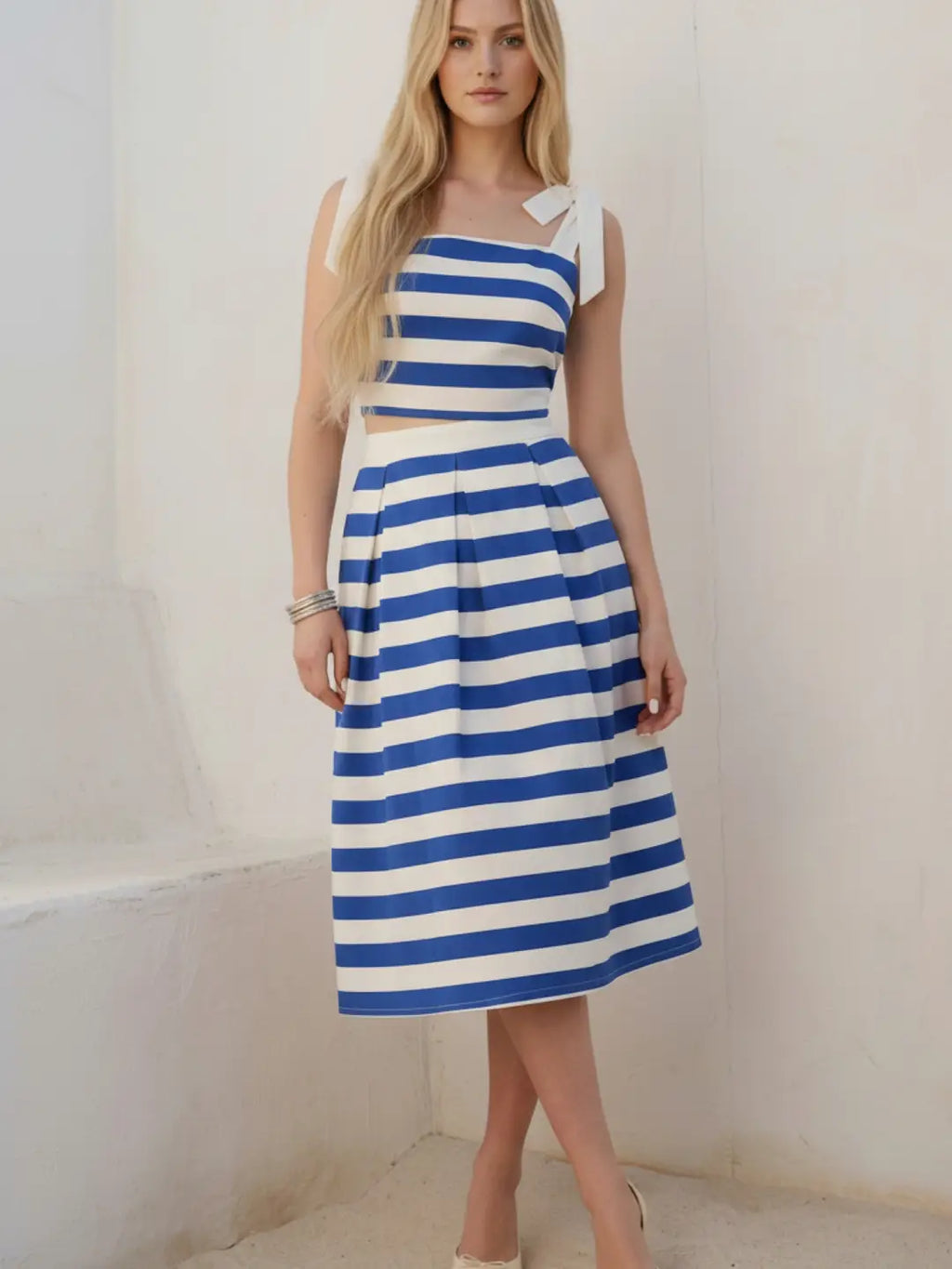 Striped Two Piece Set- Blue/White