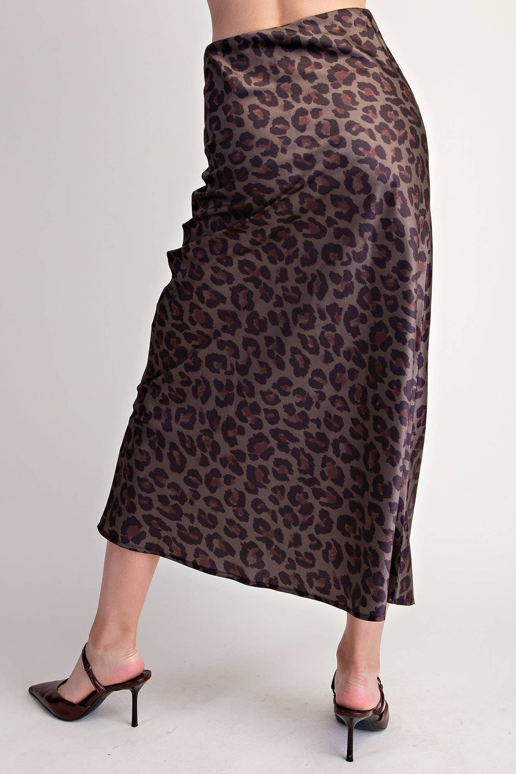 Animal Skirt High Waist Midi Length- Olive