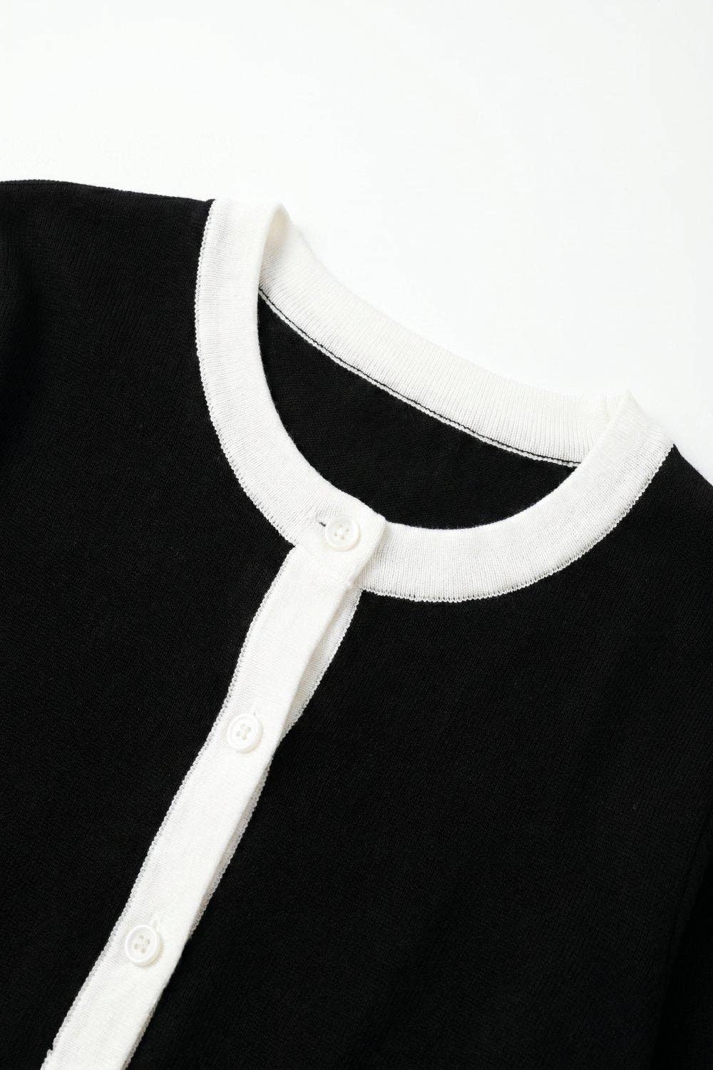 Fine Knit Cardigan- Black/White