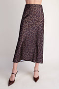 Animal Skirt High Waist Midi Length- Olive