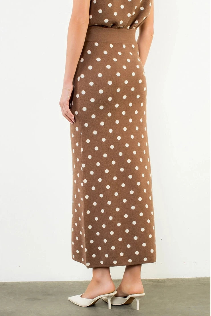 Polka Dot Skirt- Brown/White