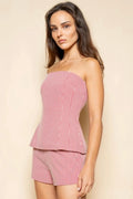 Strapless Gingham Hourglass Tube Top- White/Red