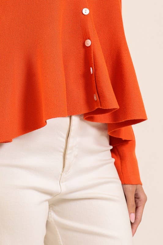 Flare Front Knit Cardigan- Orange