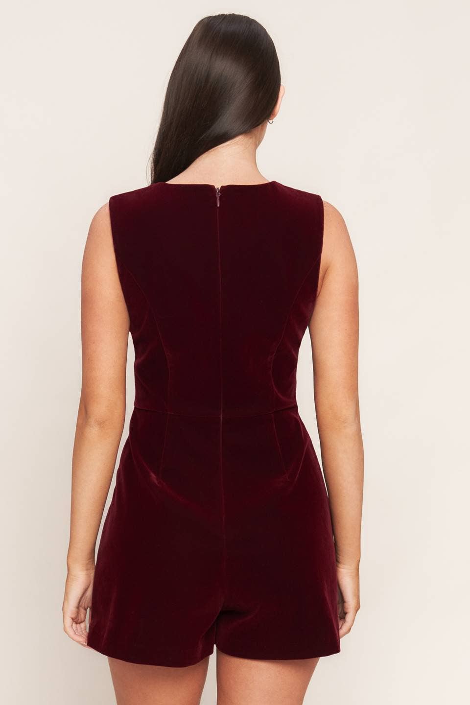Velvet Romper- Burgundy