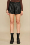 Plus Size Leather Pull-On Shorts