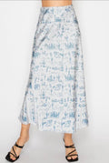 Long Satin Skirt- Blue