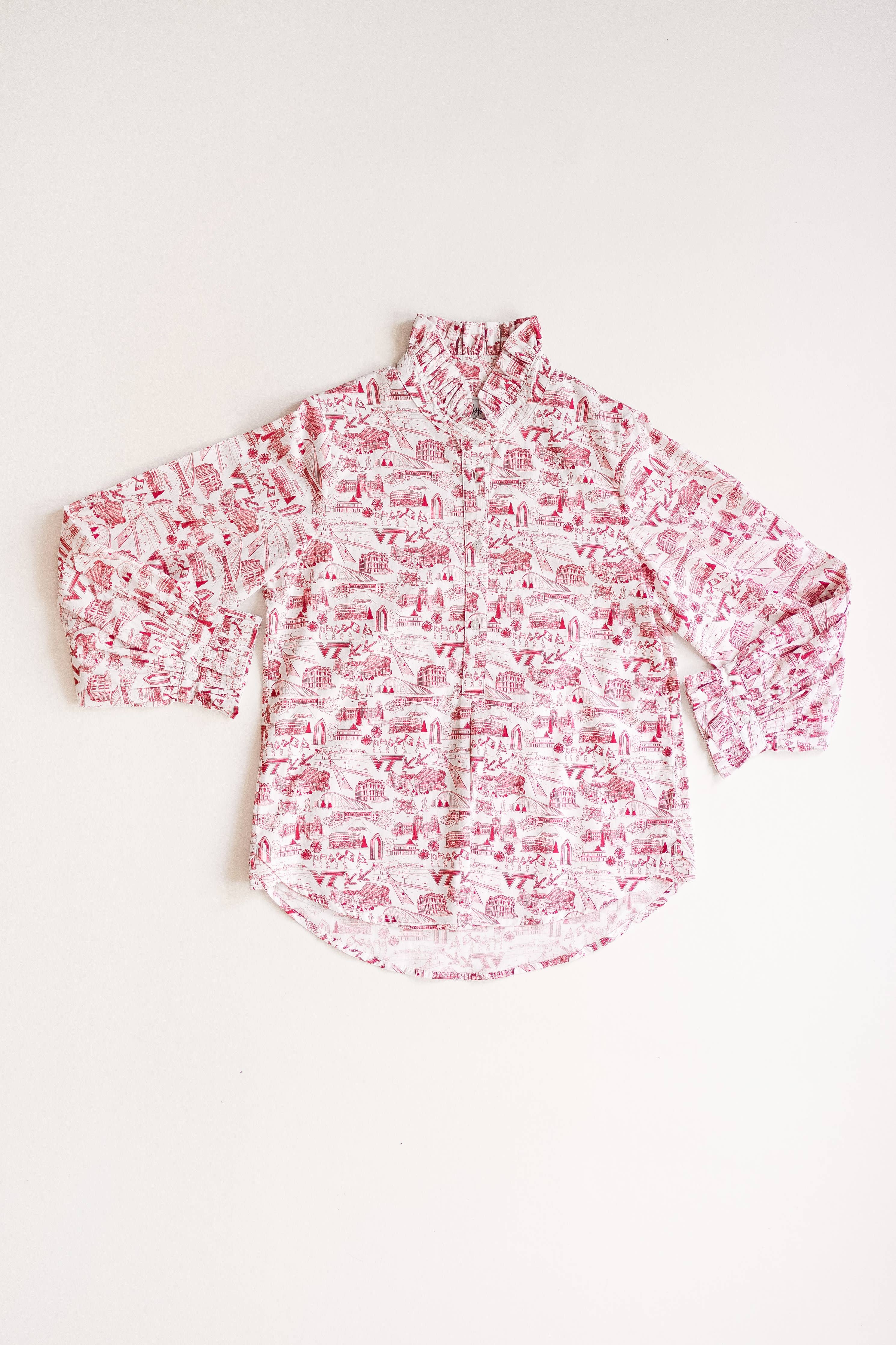 Virginia Tech LeGare Popover Top- Maroon/White