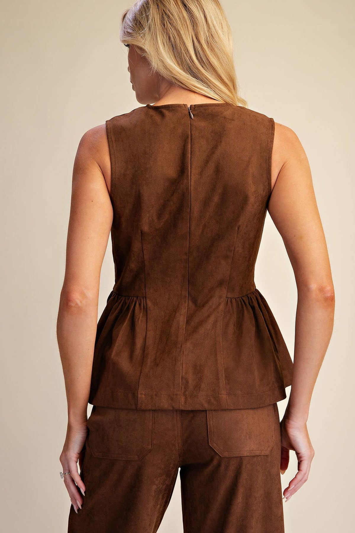 Round Neck Sleeveless Peplum Top