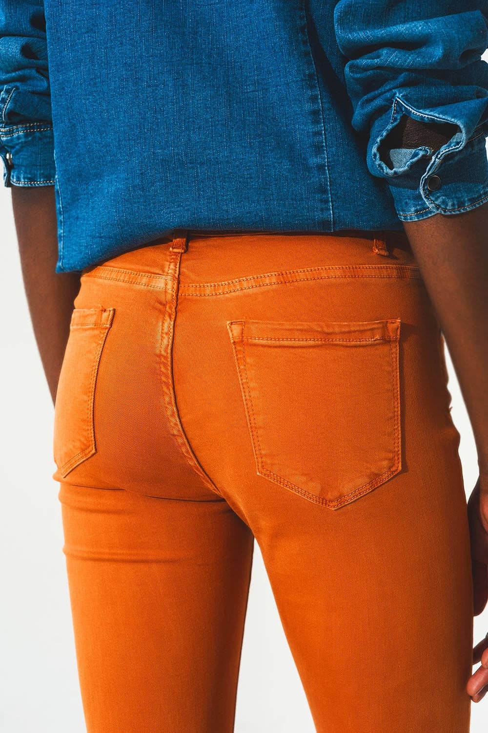 Flare Cropped Jeans- Orange
