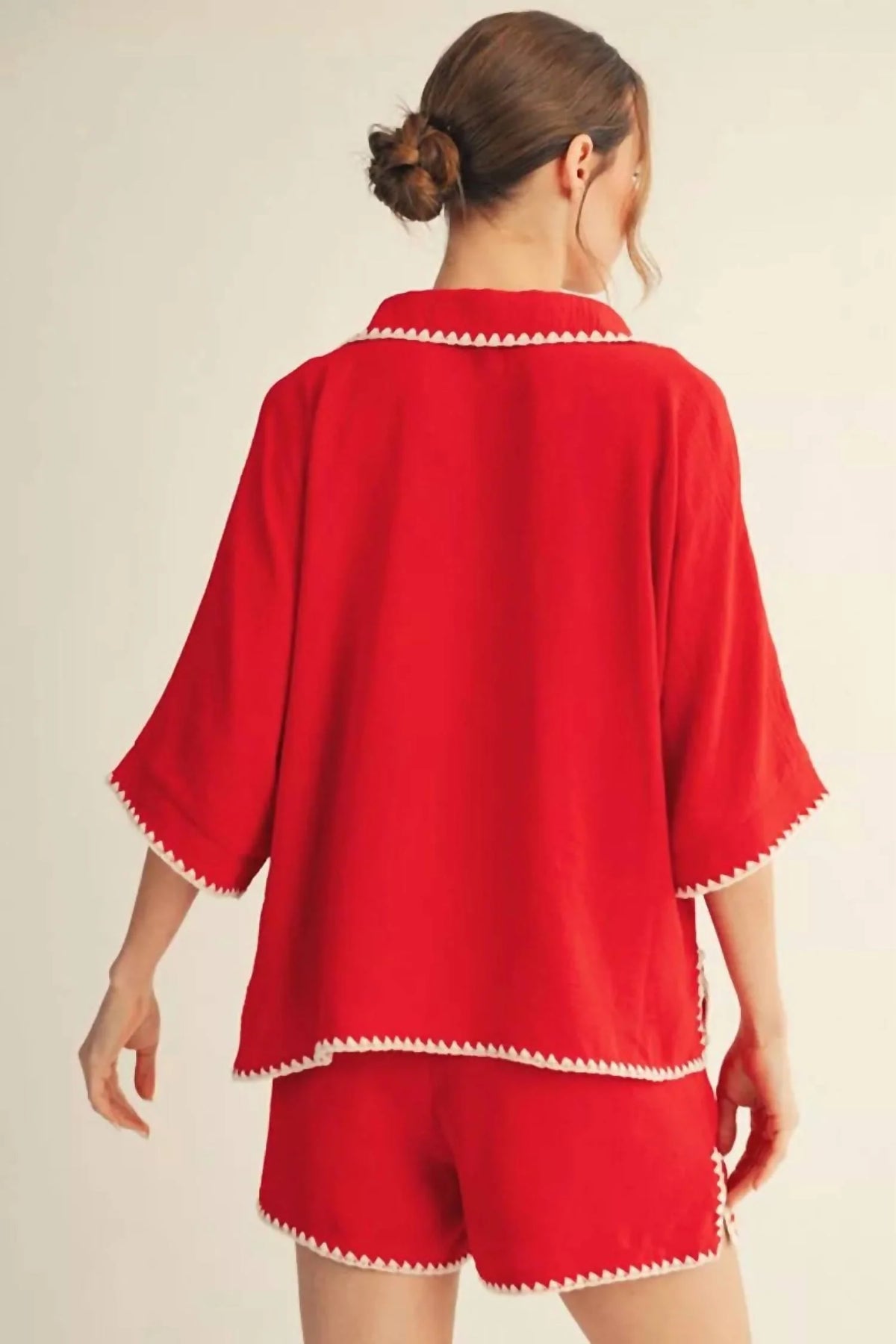 Two Piece Polo Set- Red