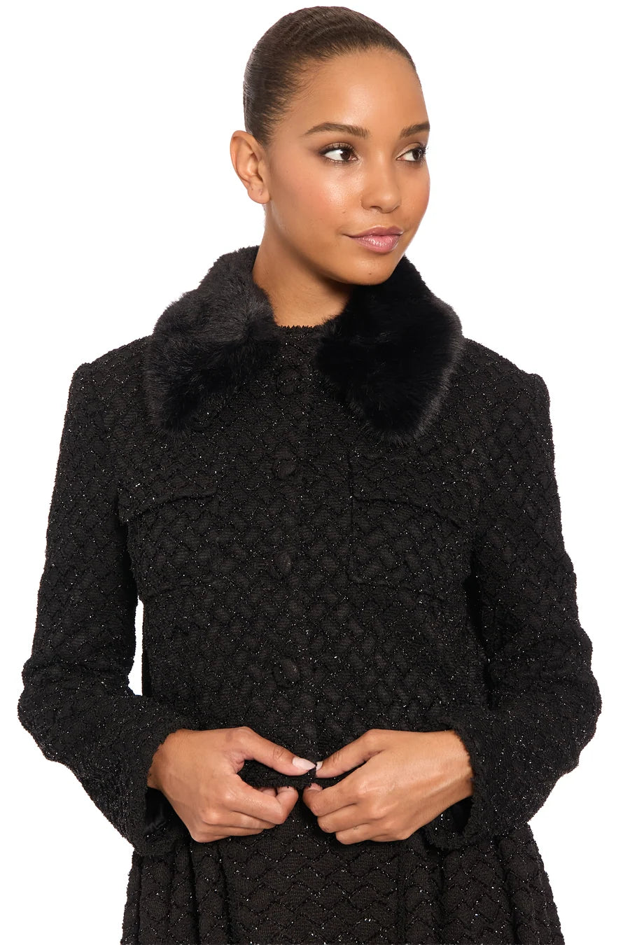 The Tresa Removable Fur Coat- Black