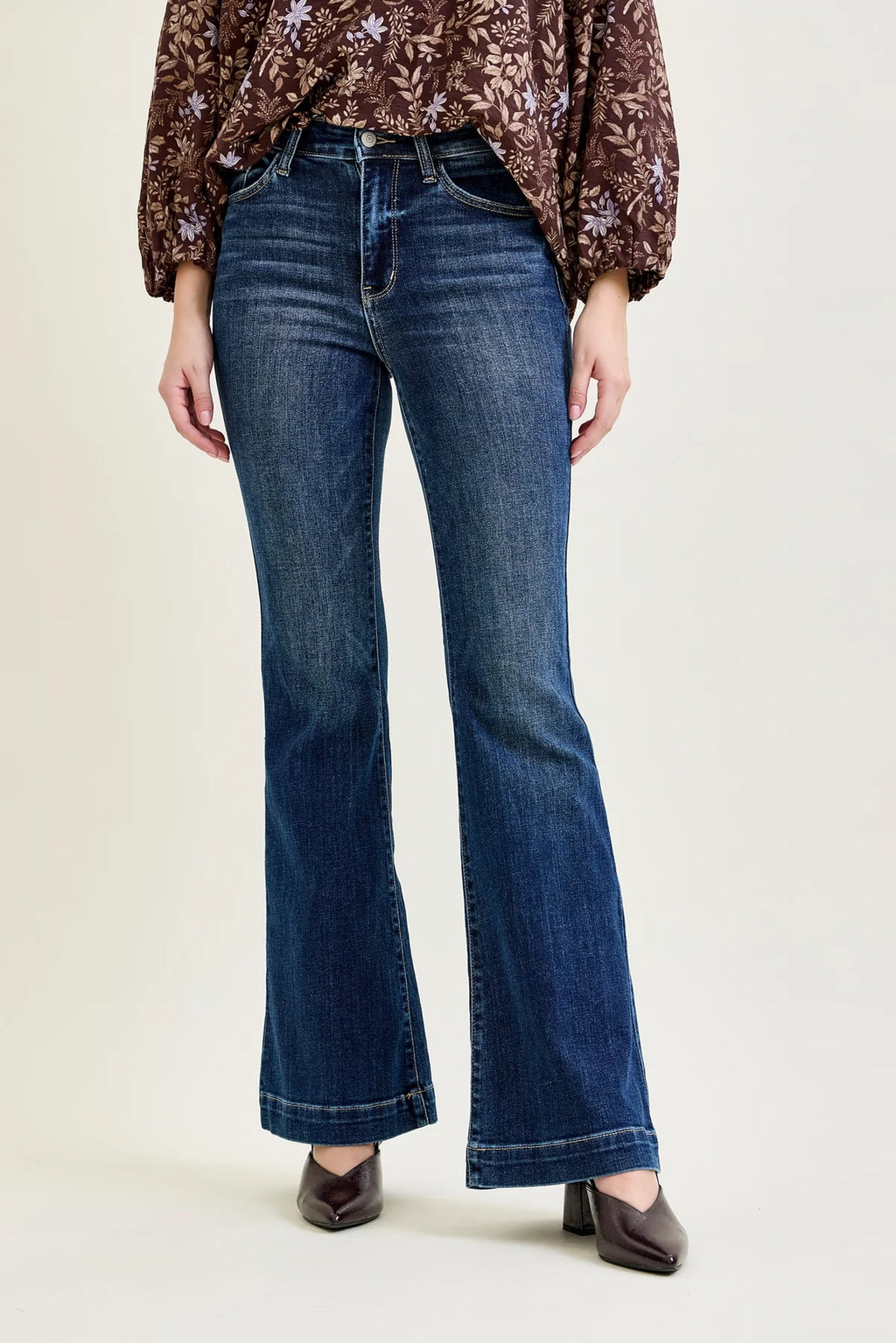High Waist Trouser Flare Jean- Dark Wash