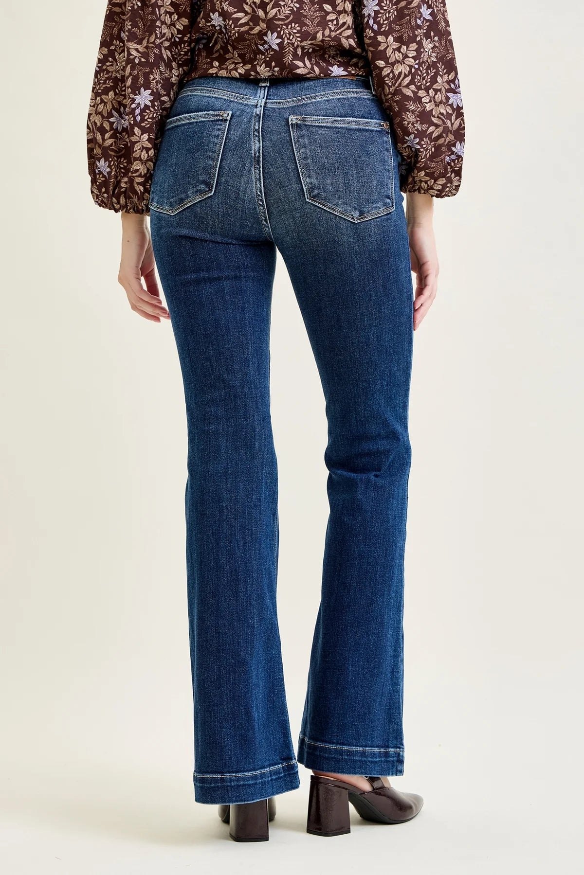 High Waist Trouser Flare Jean- Dark Wash