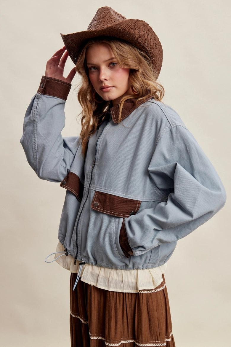 Western Utility Jacket- Blue/Brown