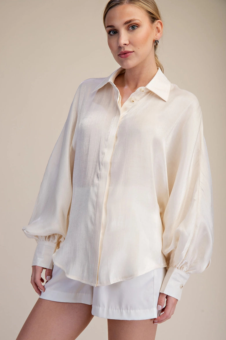 Voluminous Sleeve Blouse- Ivory