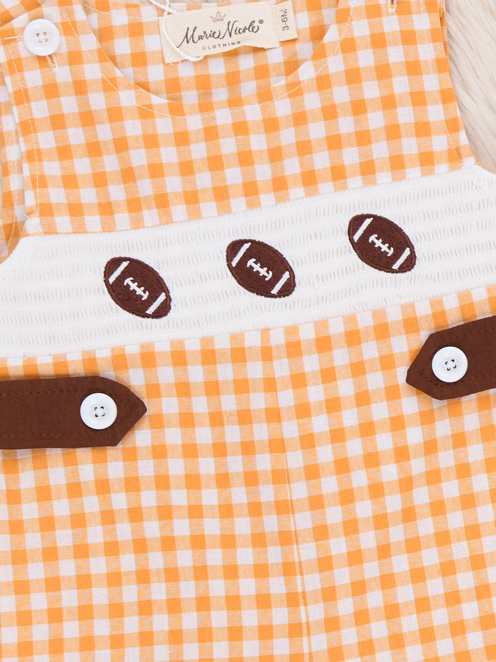 Football Gingham Johnny- Orange/White