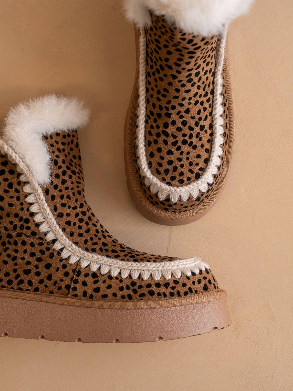 The Joyce Dark Cheetah Shearling Trim Platform Boot