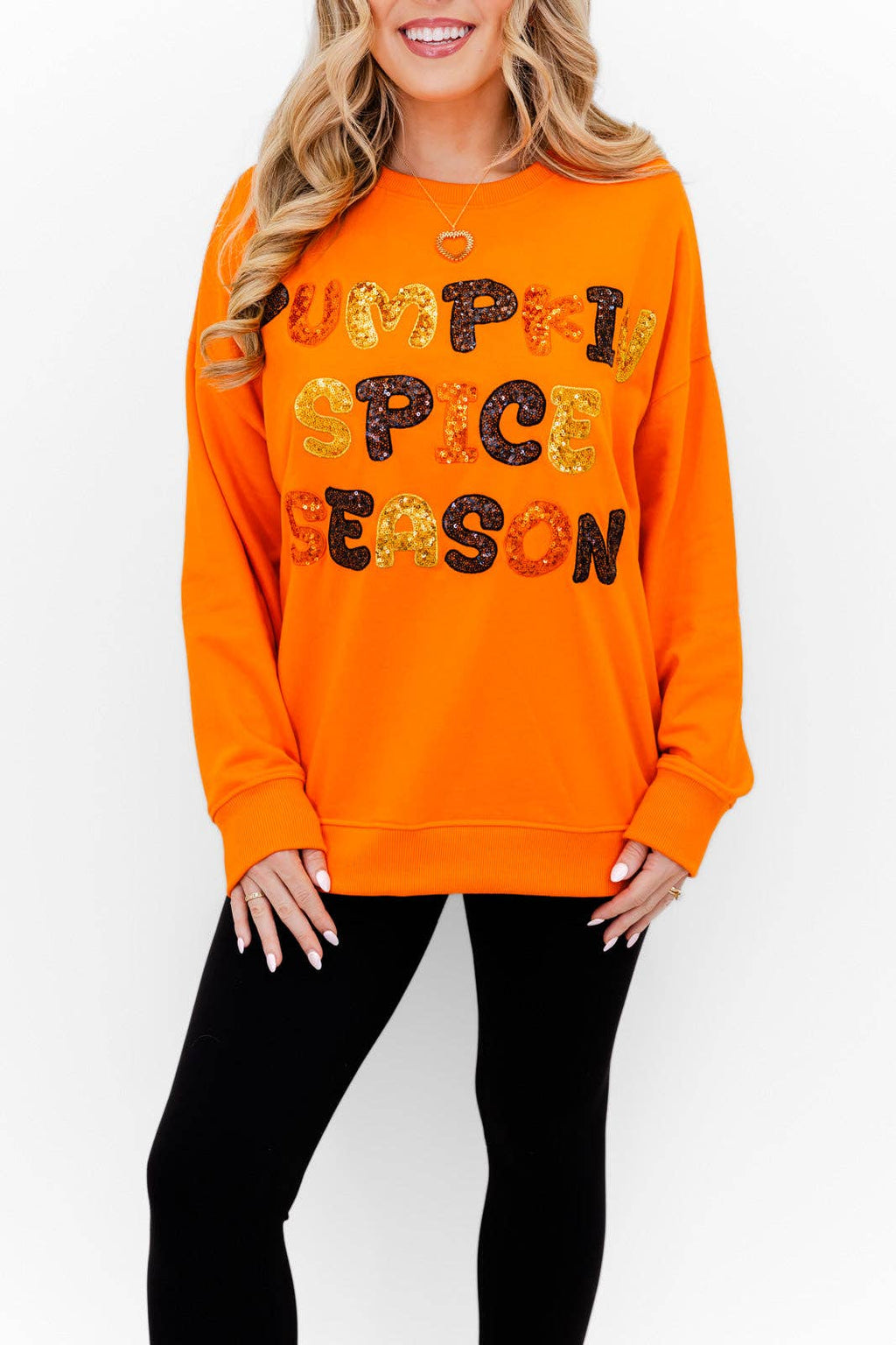 Pumpkin Spice & Sparkle Sweatshirt- Orange