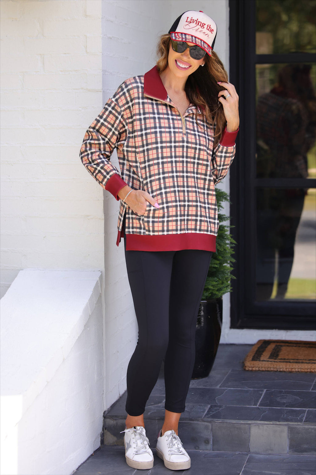 Quarter Zip Pullover- Multi Plaid