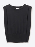 Sleeveless Knitted Top With Shoulder Drape