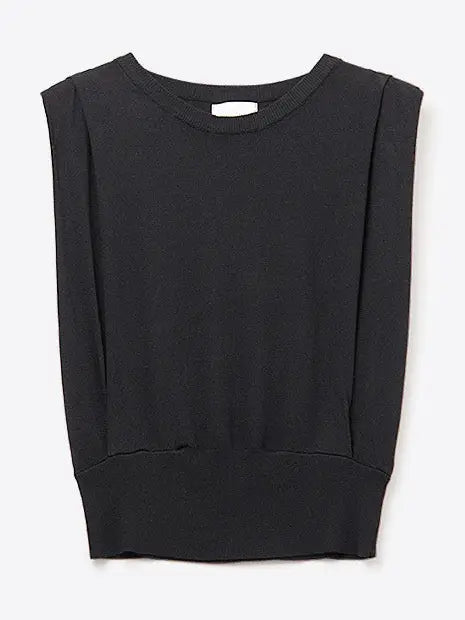 Sleeveless Knitted Top With Shoulder Drape