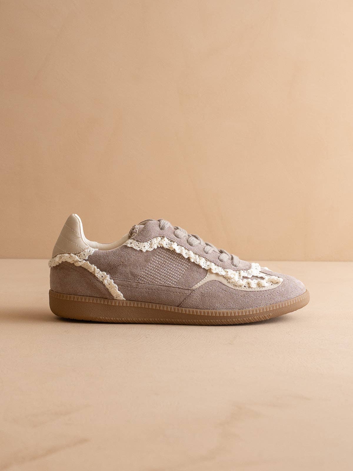 The April Dark Grey Lace-Trimmed Retro Sneaker