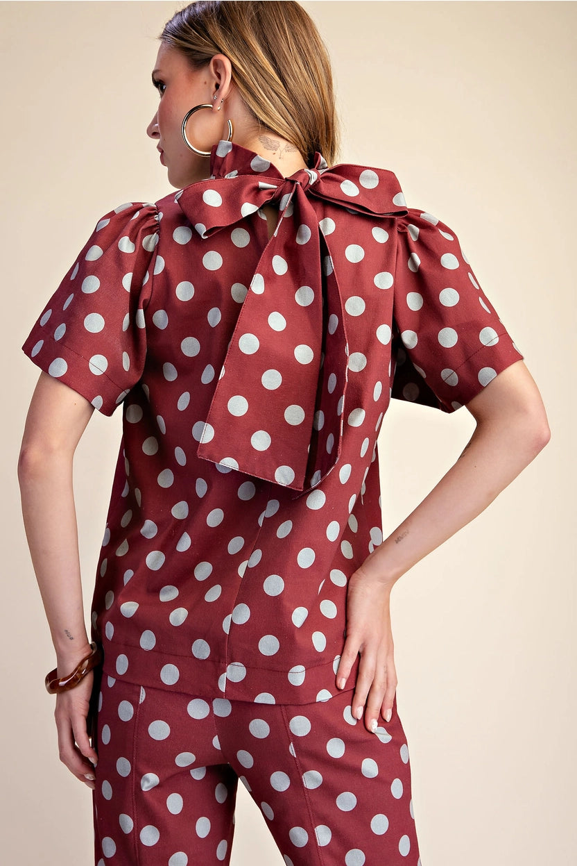 Polka Dot Ruffle Top