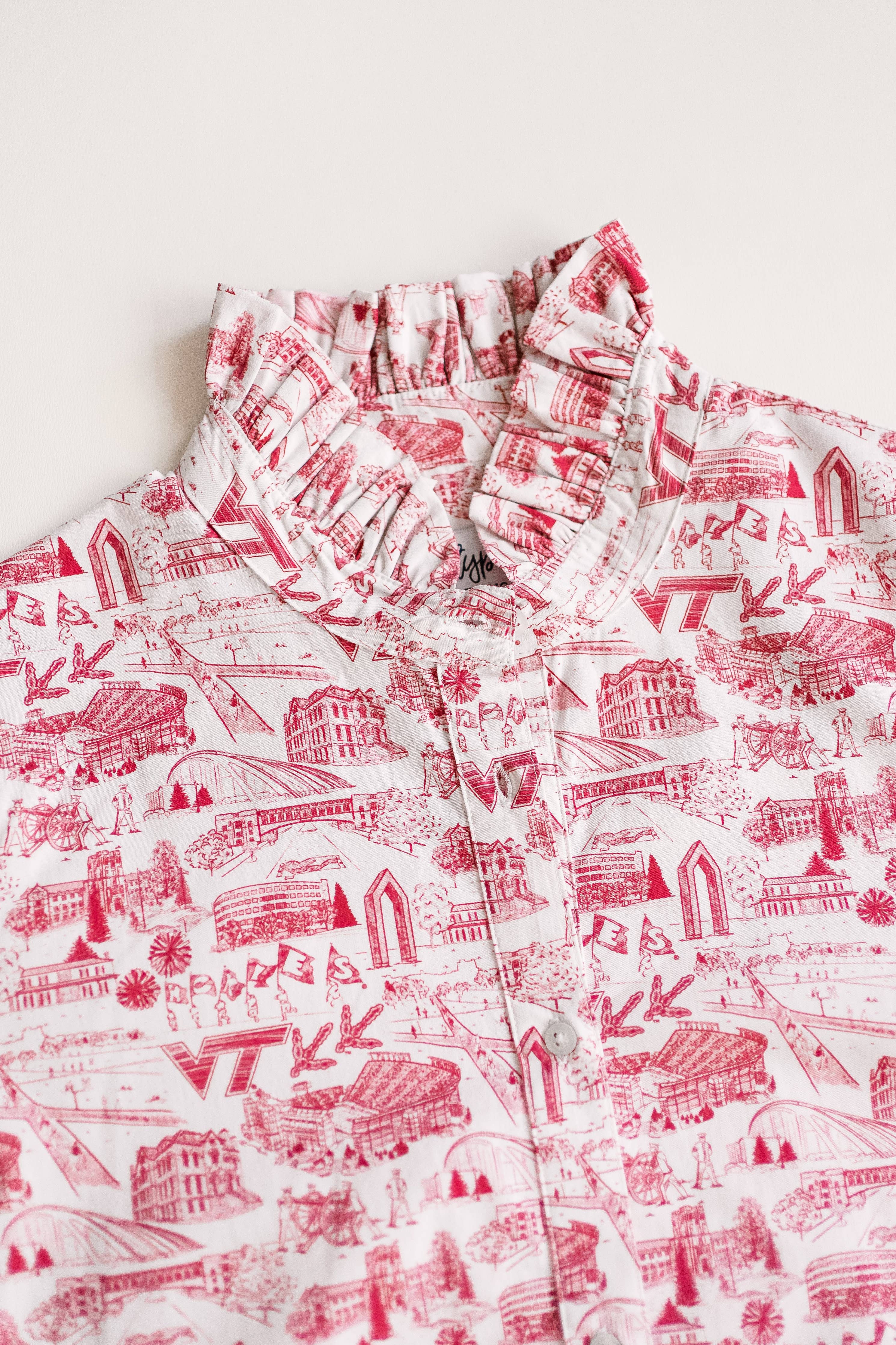 Virginia Tech LeGare Popover Top- Maroon/White