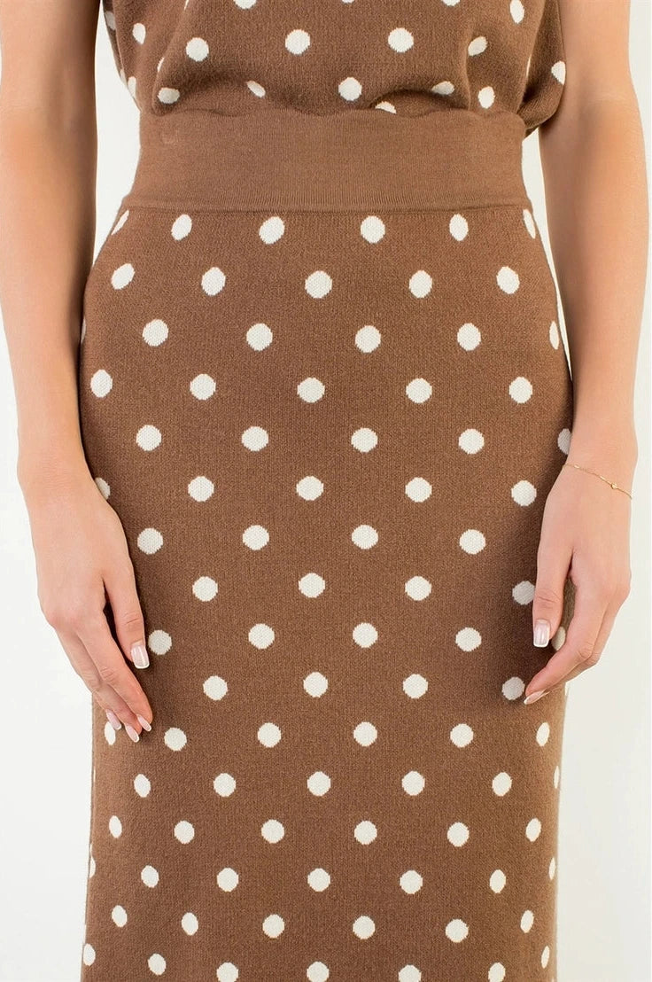 Polka Dot Skirt- Brown/White