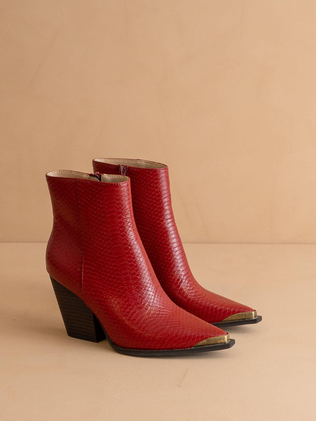 The Frankie Red Pointed Toe Bootie